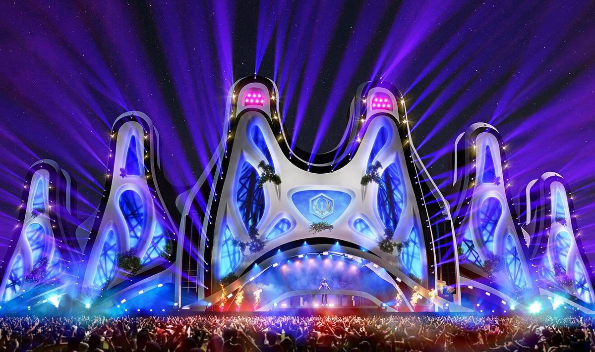 Infraestrutura técnica de um palco de show